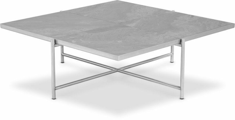 Table basse en marbre gris et piètements en acier inoxydable Coffee 90 - Handvärk - The Cool Republic