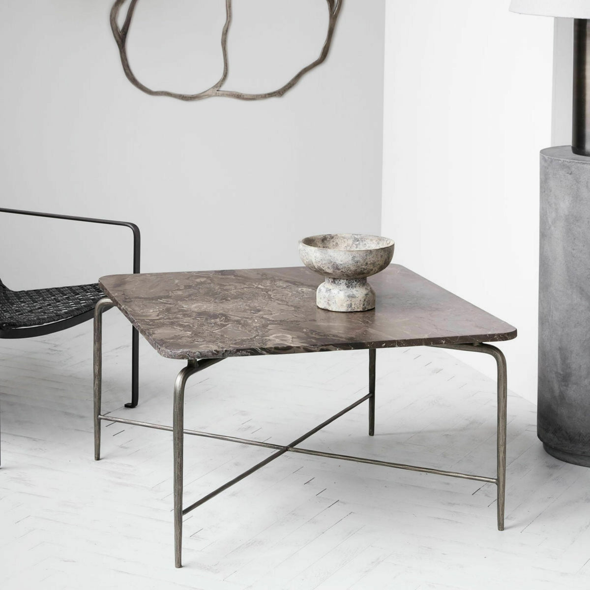 Table basse en marbre marron et fer Square- House Doctor - The Cool Republic