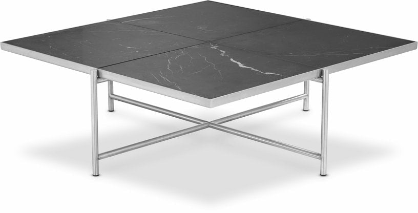 Table basse en marbre noir et piètements en acier inoxydable Coffee 90 - Handvärk - The Cool Republic