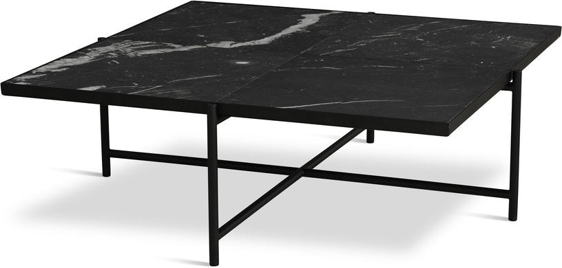 Table basse en marbre noir et piétements noir Coffee 90 - HANDVÄRK - The Cool Republic