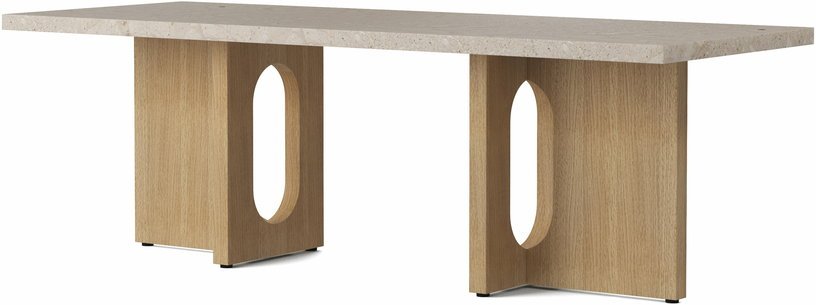 Table basse en marbre sable et piétement en chêne naturel 120 x 45 cm Androgyne lounge - Audo - The Cool Republic