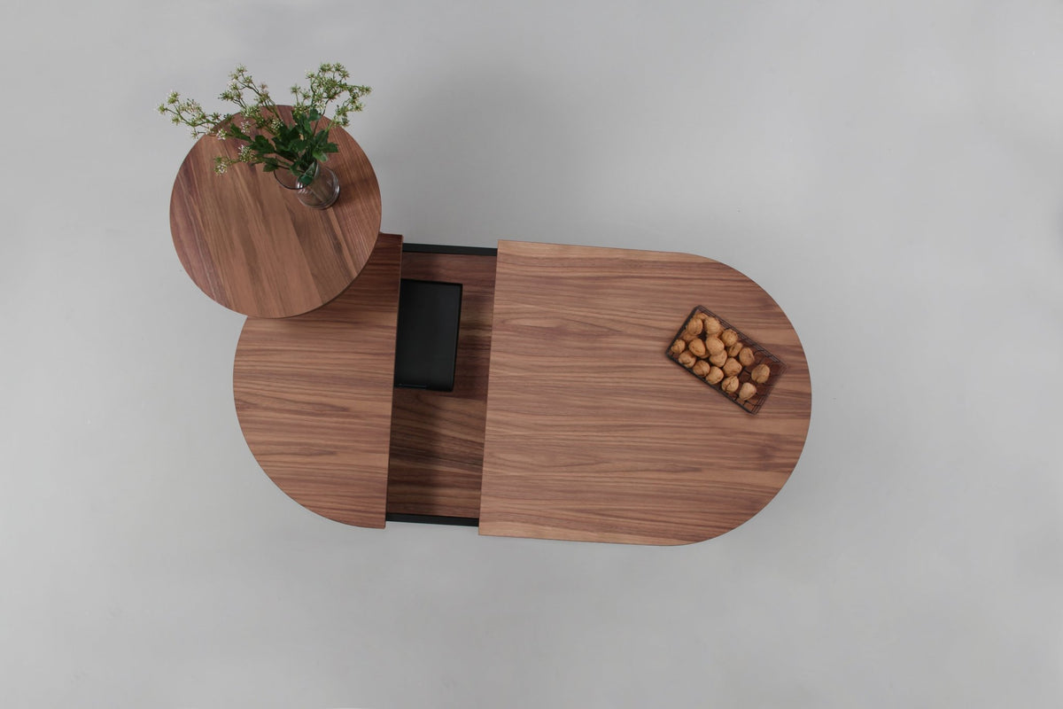 Table basse en noyer et noire 100 cm Batea - Woodendot - The Cool Republic