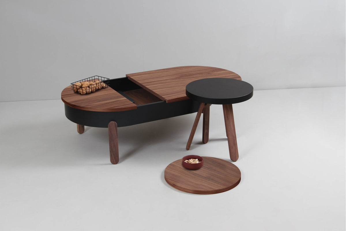 Table basse en noyer et noire 100 cm Batea - Woodendot - The Cool Republic