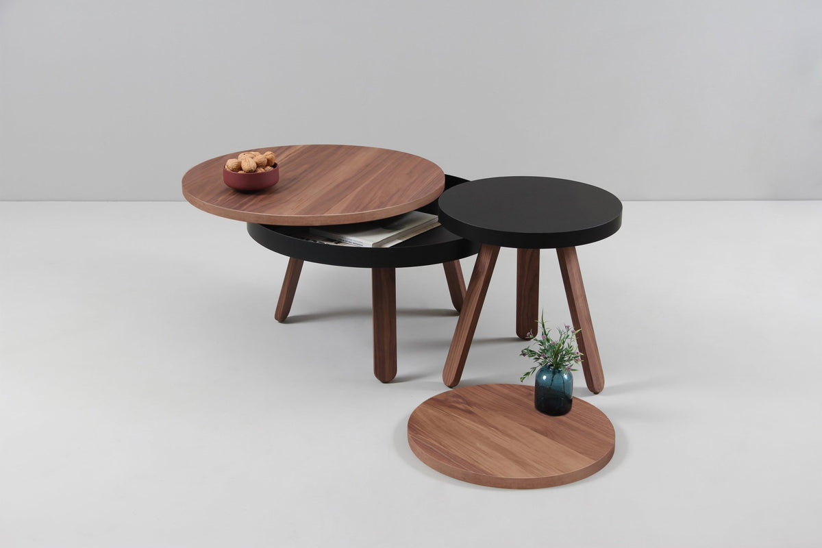 Table basse en noyer et noire 62 cm Batea - Woodendot - The Cool Republic