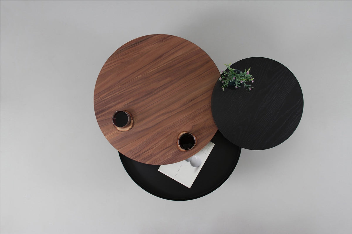 Table basse en noyer et noire 62 cm Batea - Woodendot - The Cool Republic