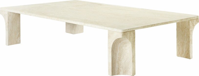 Table basse en pierre calcaire blanche 140x30 cm Doric - Gubi - The Cool Republic