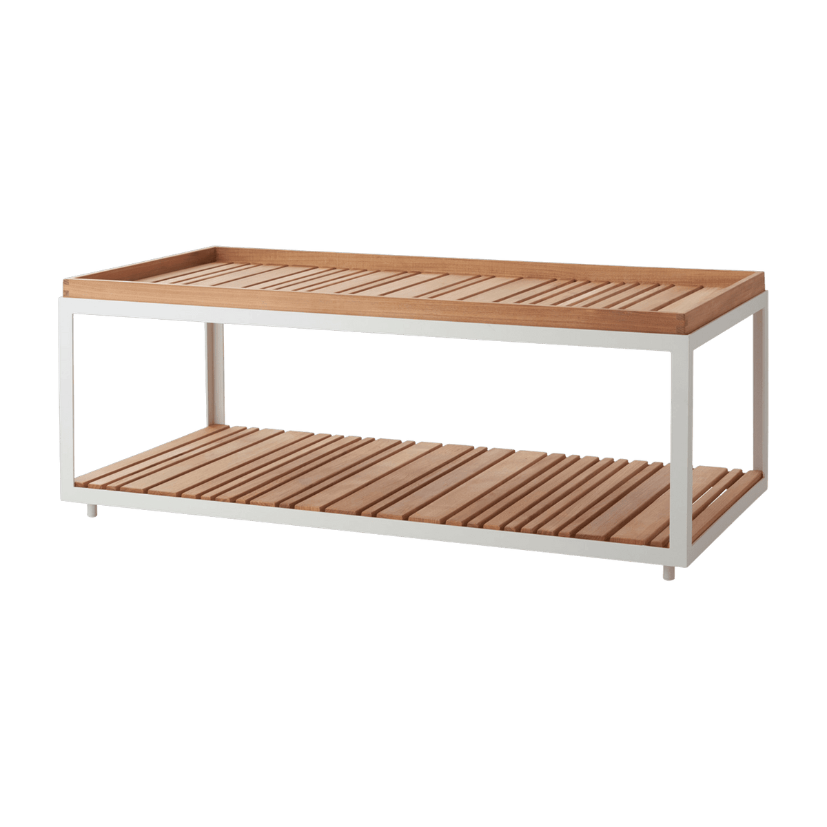 Table basse en teck et cadre blanc 122x62 cm Level - Cane-Line - The Cool Republic