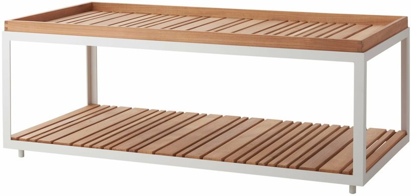 Table basse en teck et cadre blanc 122x62 cm Level - Cane - Line - The Cool Republic