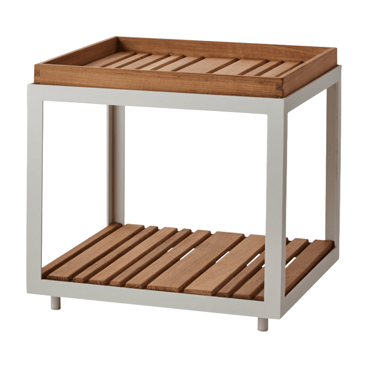 Table basse en teck et cadre blanc 48x48 cm Level - Cane-Line - The Cool Republic