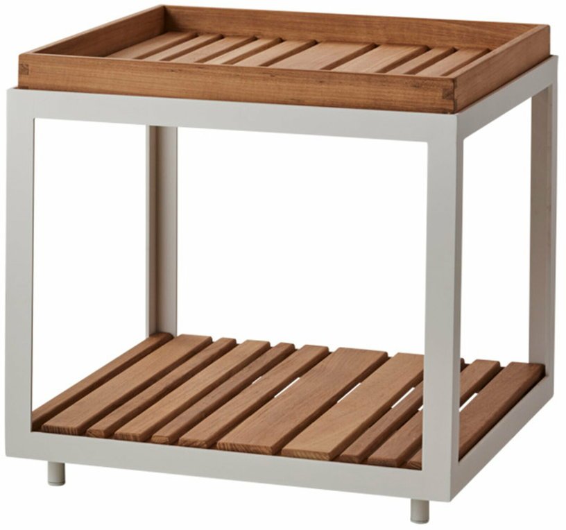 Table basse en teck et cadre blanc 48x48 cm Level - Cane - Line - The Cool Republic