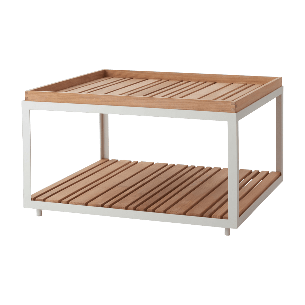 Table basse en teck et cadre blanc 79x79 cm Level - Cane-Line - The Cool Republic