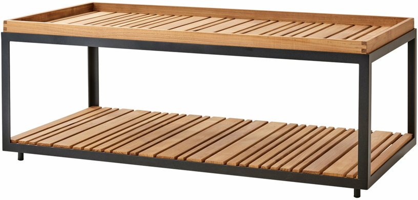 Table basse en teck et cadre noir 122x62 cm Level - Cane - Line - The Cool Republic