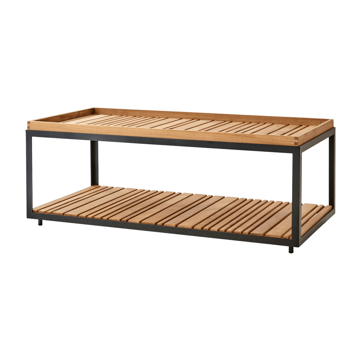 Table basse en teck et cadre noir 122x62 cm Level - Cane-Line - The Cool Republic