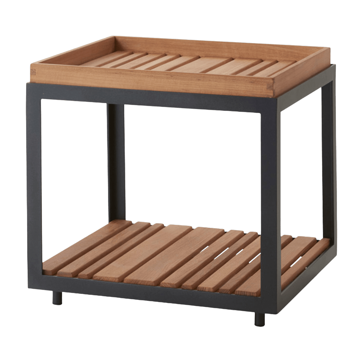 Table basse en teck et cadre noir 48x48 cm Level - Cane-Line - The Cool Republic