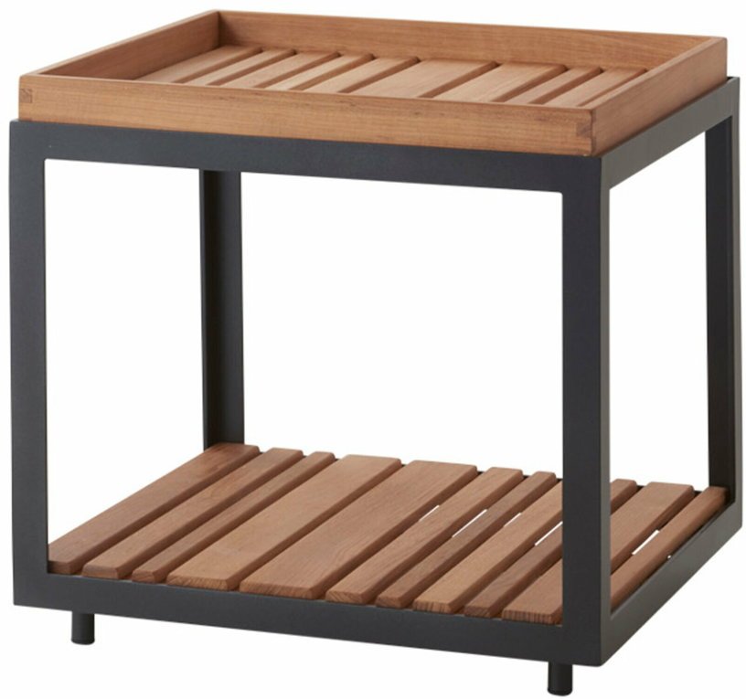 Table basse en teck et cadre noir 48x48 cm Level - Cane - Line - The Cool Republic