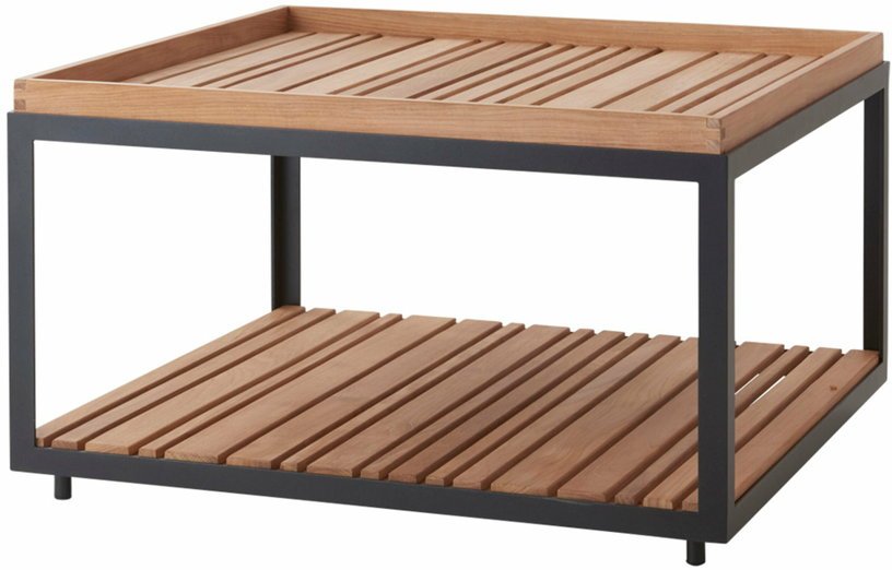 Table basse en teck et cadre noir 79x79 cm Level - Cane - Line - The Cool Republic