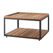 Table basse en teck et cadre noir 79x79 cm Level - Cane-Line - The Cool Republic
