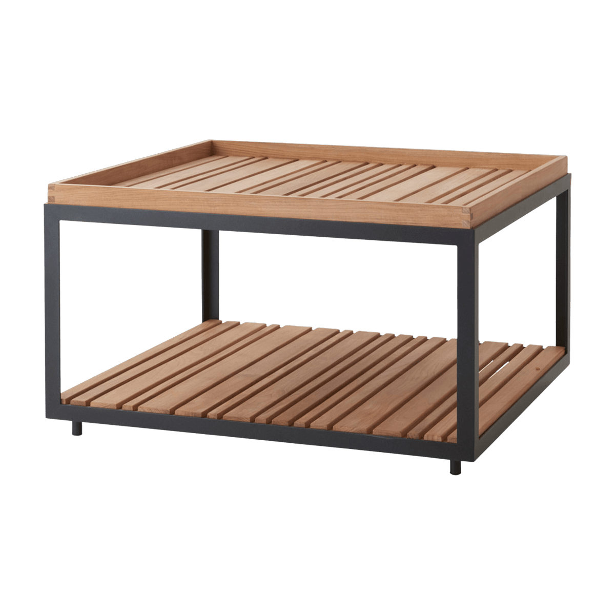 Table basse en teck et cadre noir 79x79 cm Level - Cane-Line - The Cool Republic