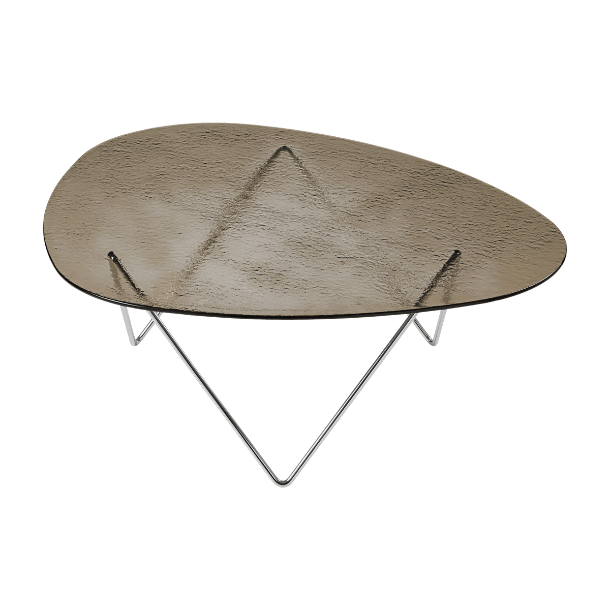 Table basse en verre structuré bronze et acier chromé 106cm Pedrera - Gubi - The Cool Republic