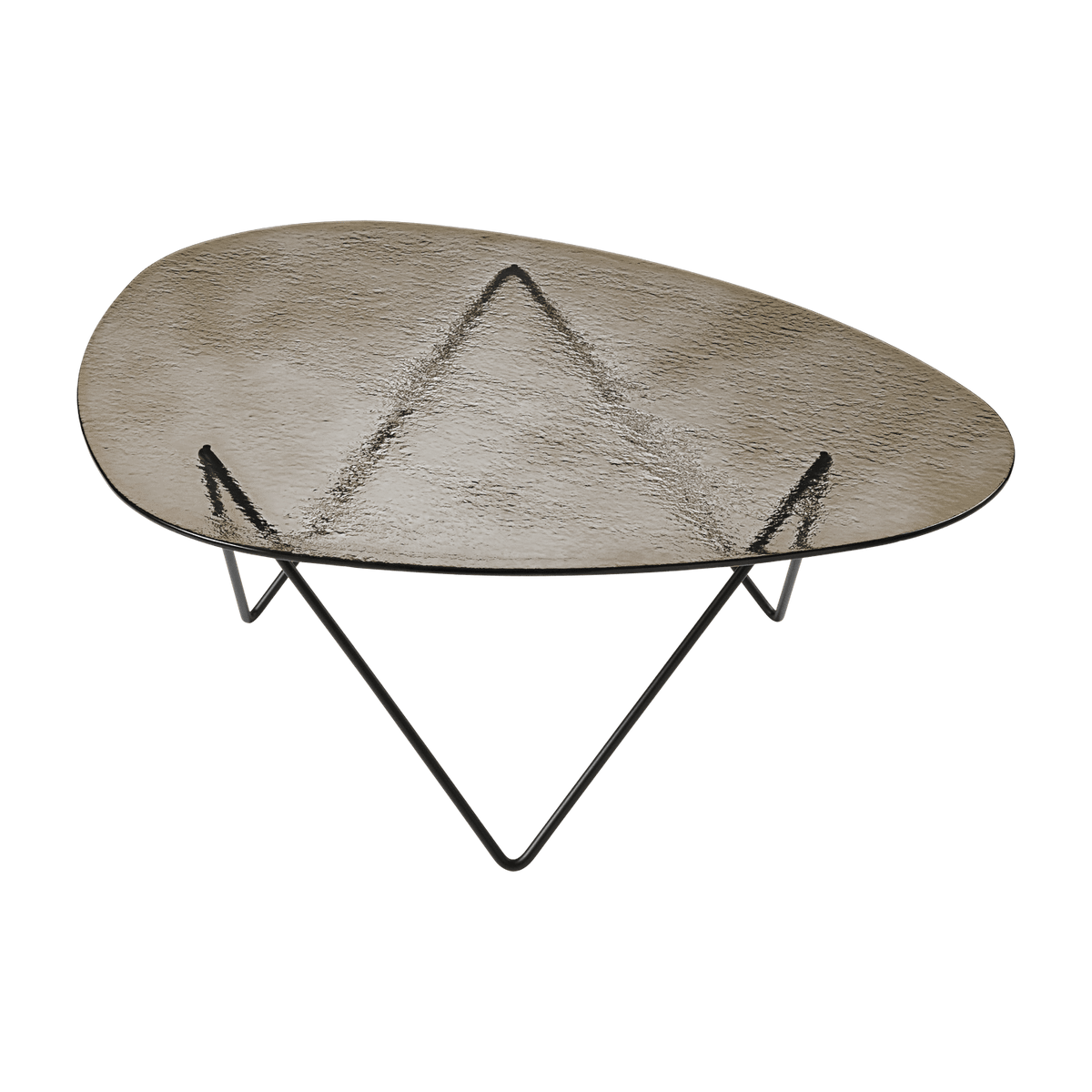 Table basse en verre structuré bronze et acier noir mat 106cm Pedrera - Gubi - The Cool Republic