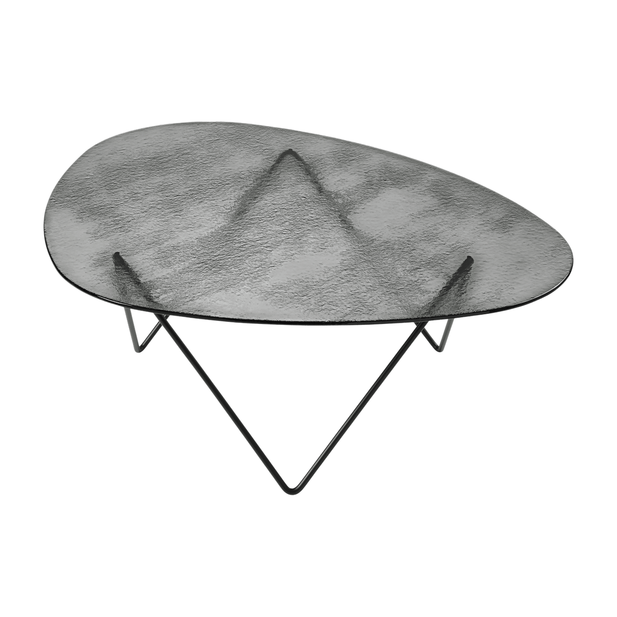 Table basse en verre structuré fumé et acier noir mat 106cm Pedrera - Gubi - The Cool Republic