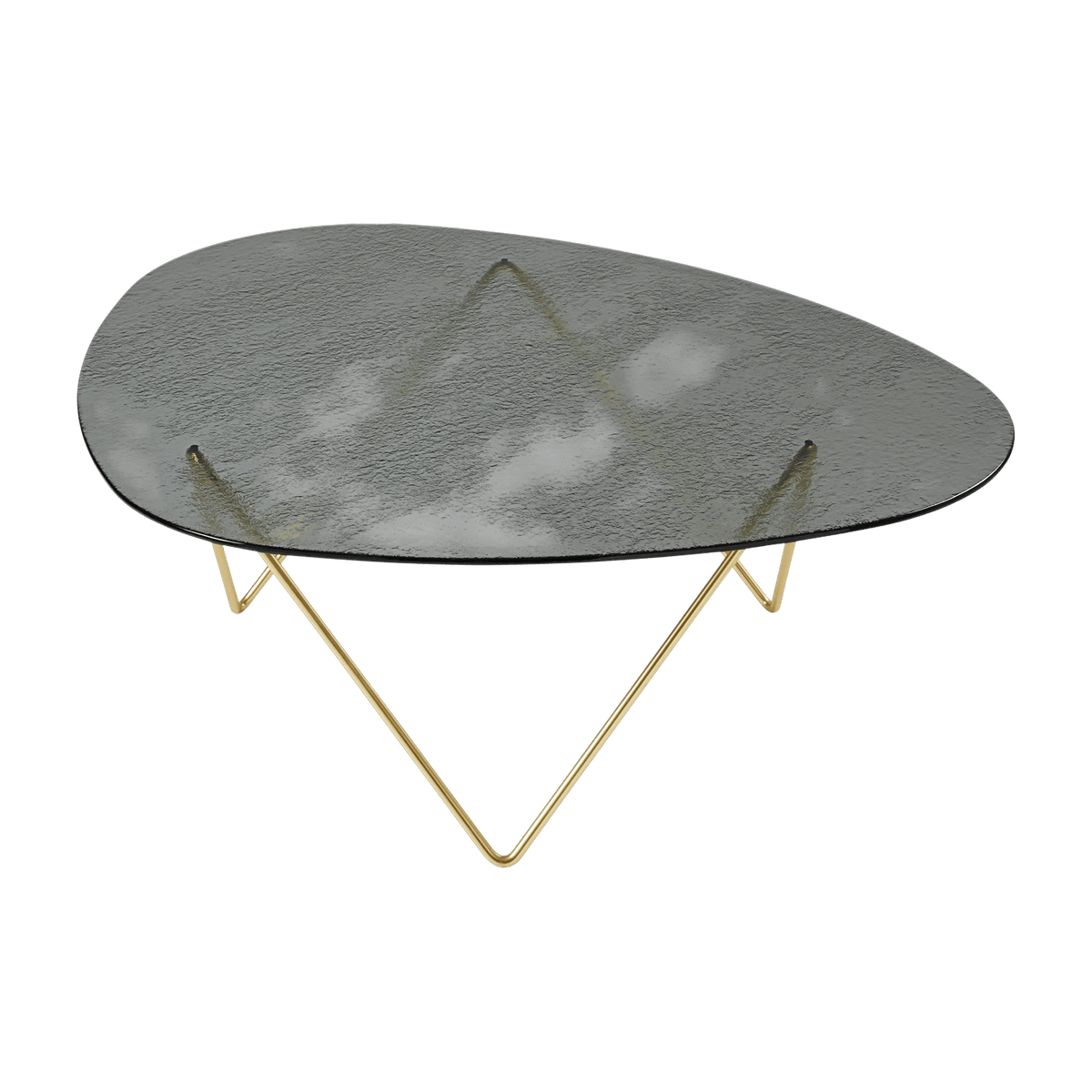 Table basse en verre structuré fumé et laiton 106cm Pedrera - Gubi - The Cool Republic