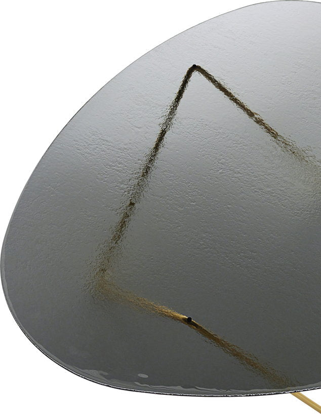 Table basse en verre structuré fumé et laiton 106cm Pedrera - Gubi - The Cool Republic