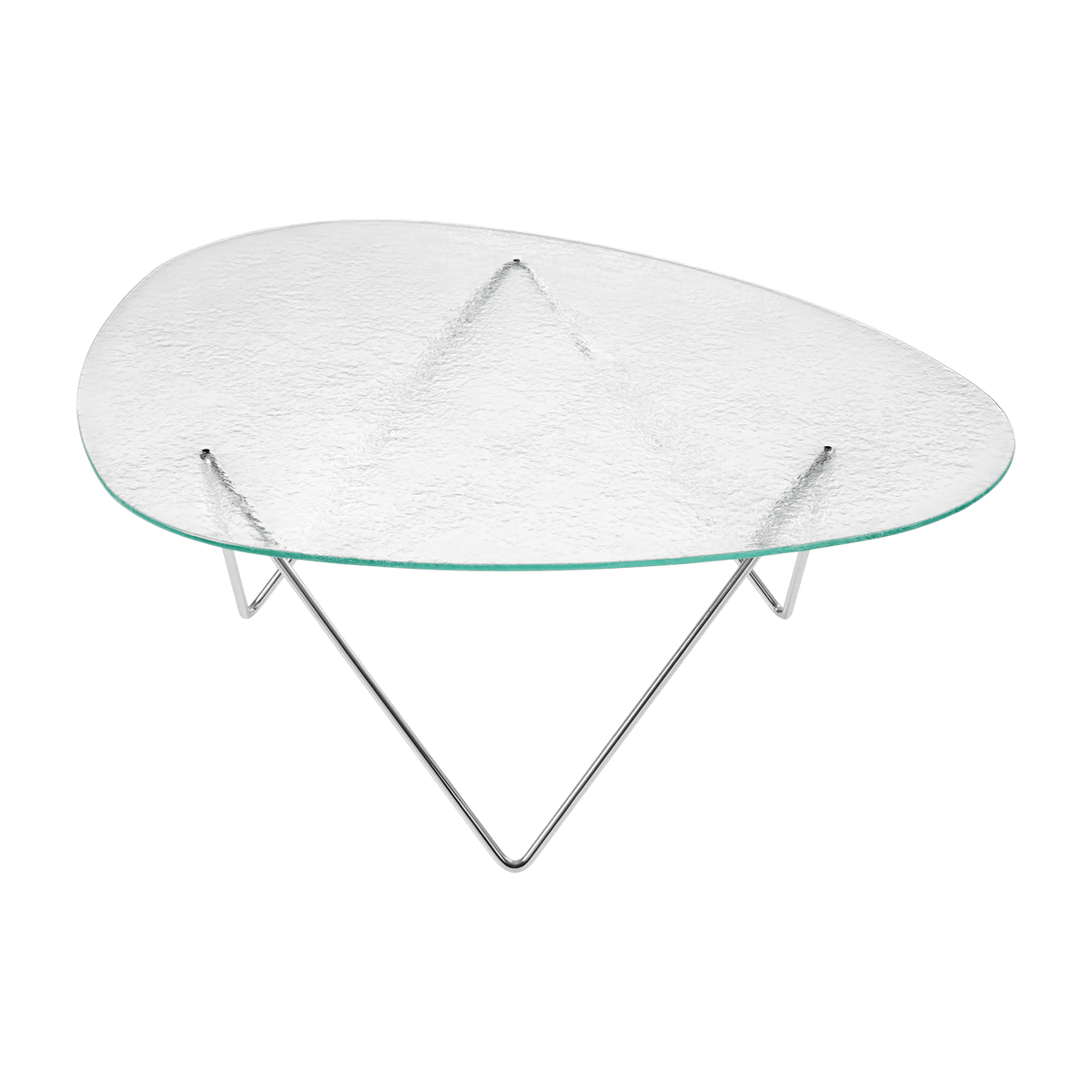 Table basse en verre structuré transparent et acier chromé 106cm Pedrera - Gubi - The Cool Republic
