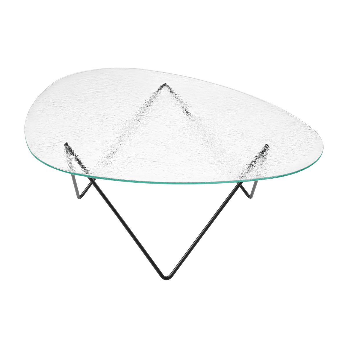 Table basse en verre structuré transparent et acier noir mat 106cm Pedrera - Gubi - The Cool Republic