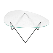 Table basse en verre structuré transparent et acier noir mat 106cm Pedrera - Gubi - The Cool Republic