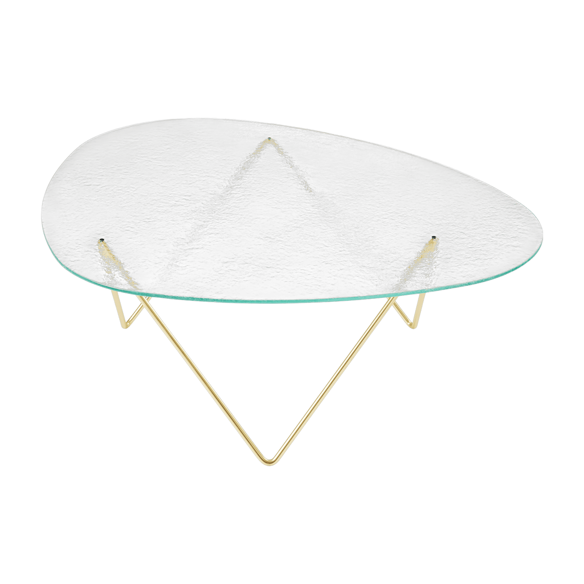 Table basse en verre structuré transparent et laiton 106cm Pedrera - Gubi - The Cool Republic