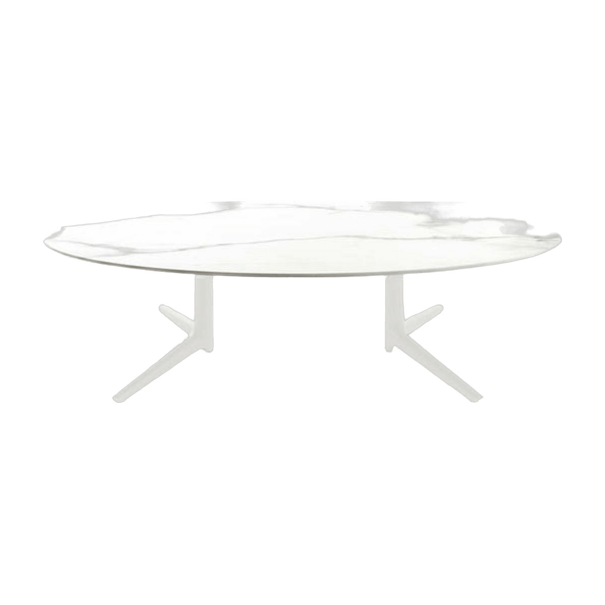 Table basse ovale effet marbre blanc 192x118 Multiplo - Kartell - The Cool Republic