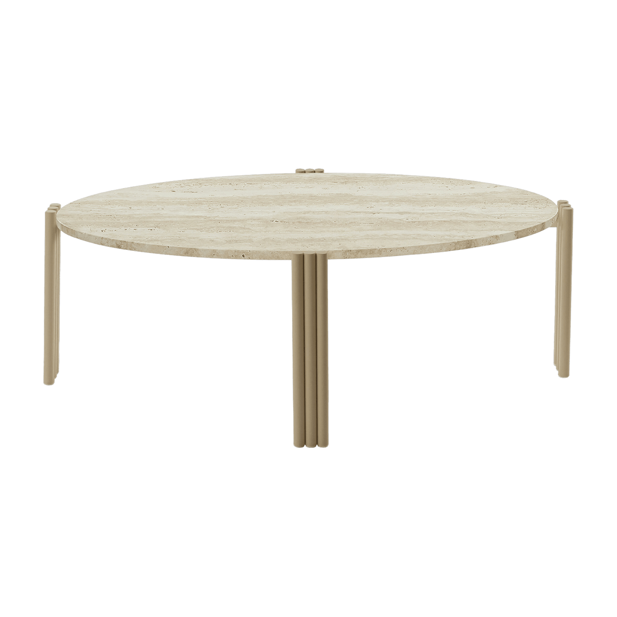 Table basse ovale en acier beige et travertin 92,4 x 47,6 cm Tribus - AYTM - The Cool Republic