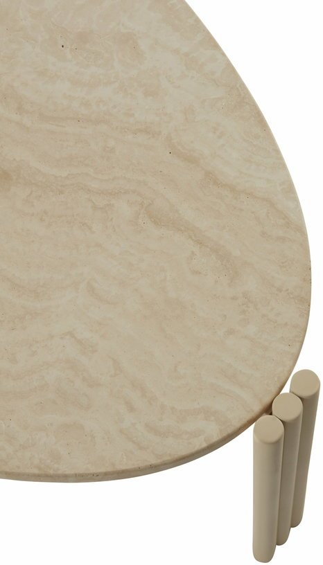 Table basse ovale en acier beige et travertin 92,4 x 47,6 cm Tribus - AYTM - The Cool Republic