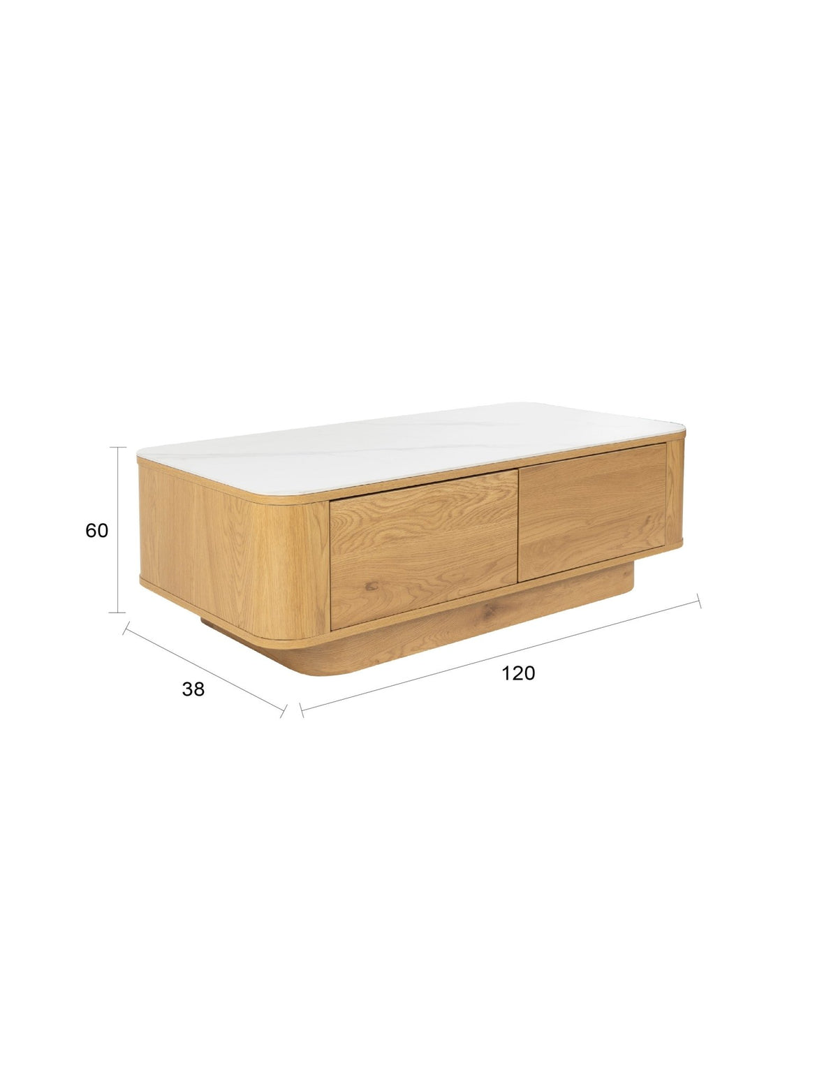 Table basse rectangulaire en bois de chêne 120x60x38cm Oréa - The Cool Republic - The Cool Republic