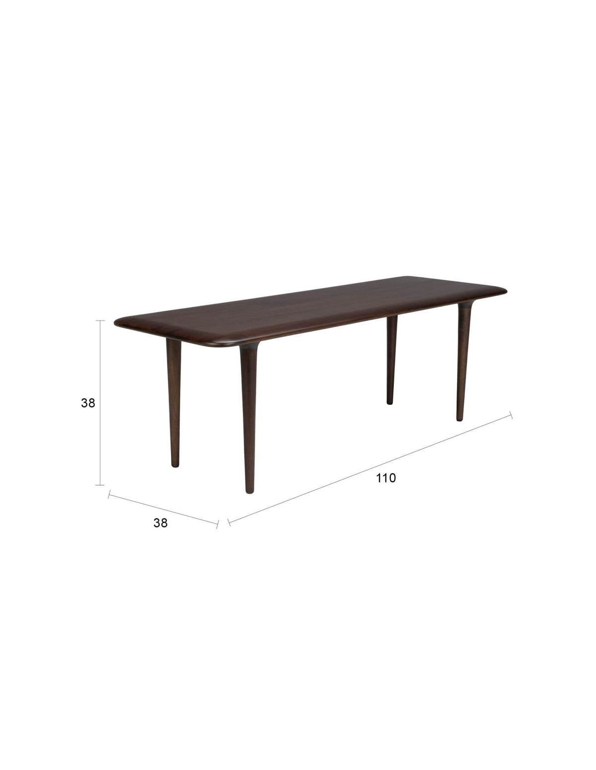 Table basse rectangulaire en bois massif foncé 110x38x38cm Elroy - Dutchbone - The Cool Republic