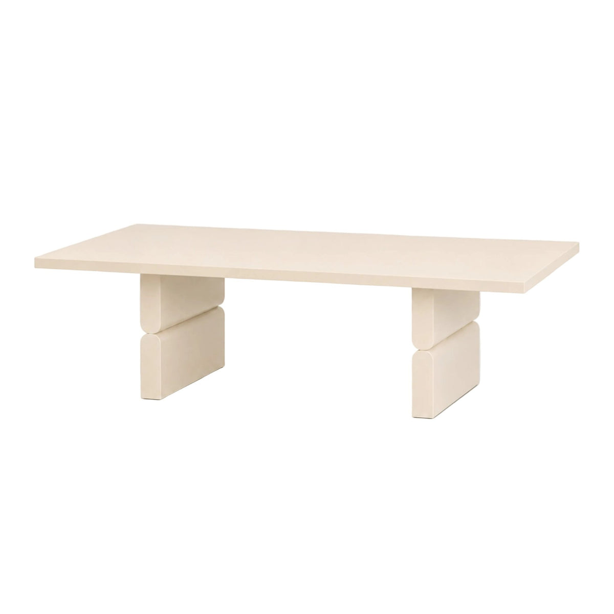 Table basse rectangulaire en bois teinté blanc ivoire 118 x 58 x 35 cm Noon - Nobodinoz - The Cool Republic