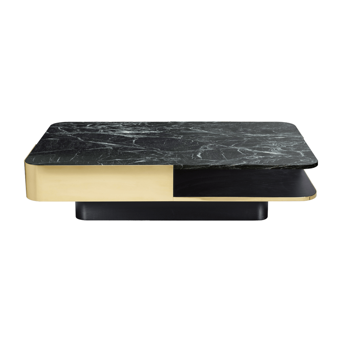 Table basse rectangulaire en laiton et marbre vert Lounge - RED Edition - The Cool Republic