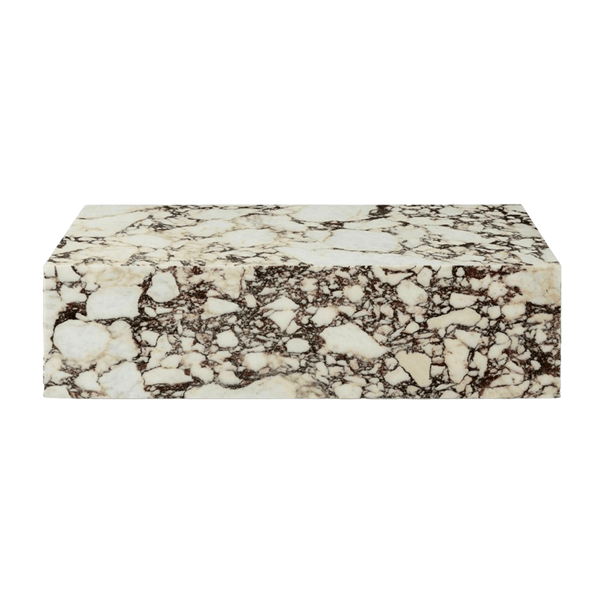 Table basse rectangulaire en marbre beige et marron 100 x 60 cm Plinth Low - Audo - The Cool Republic