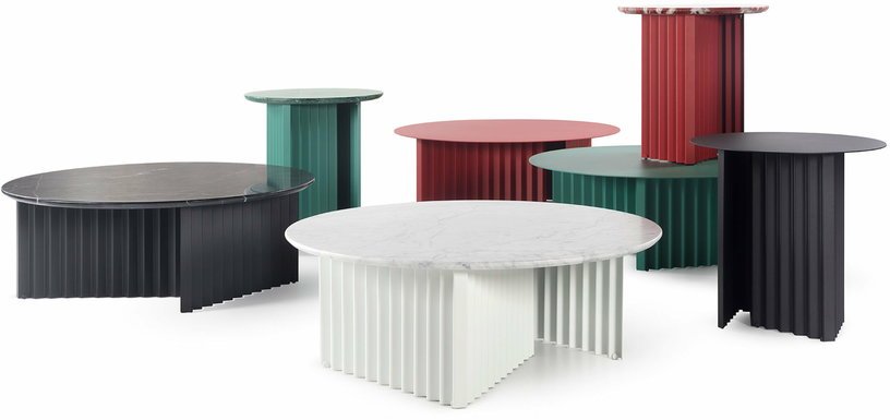 Table basse ronde blanche L en acier Plec - RS Barcelona - The Cool Republic