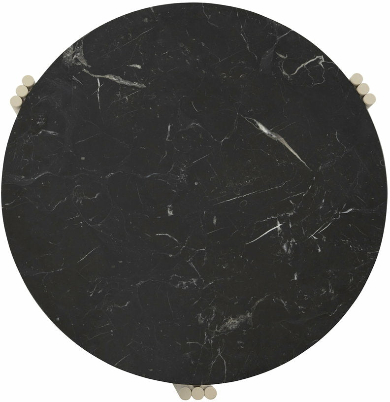 Table basse ronde en acier beige et marbre noir 35 x 60 cm Tribus - AYTM - The Cool Republic