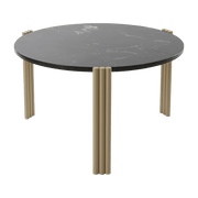 Table basse ronde en acier beige et marbre noir 45 x 80 cm Tribus - AYTM - The Cool Republic