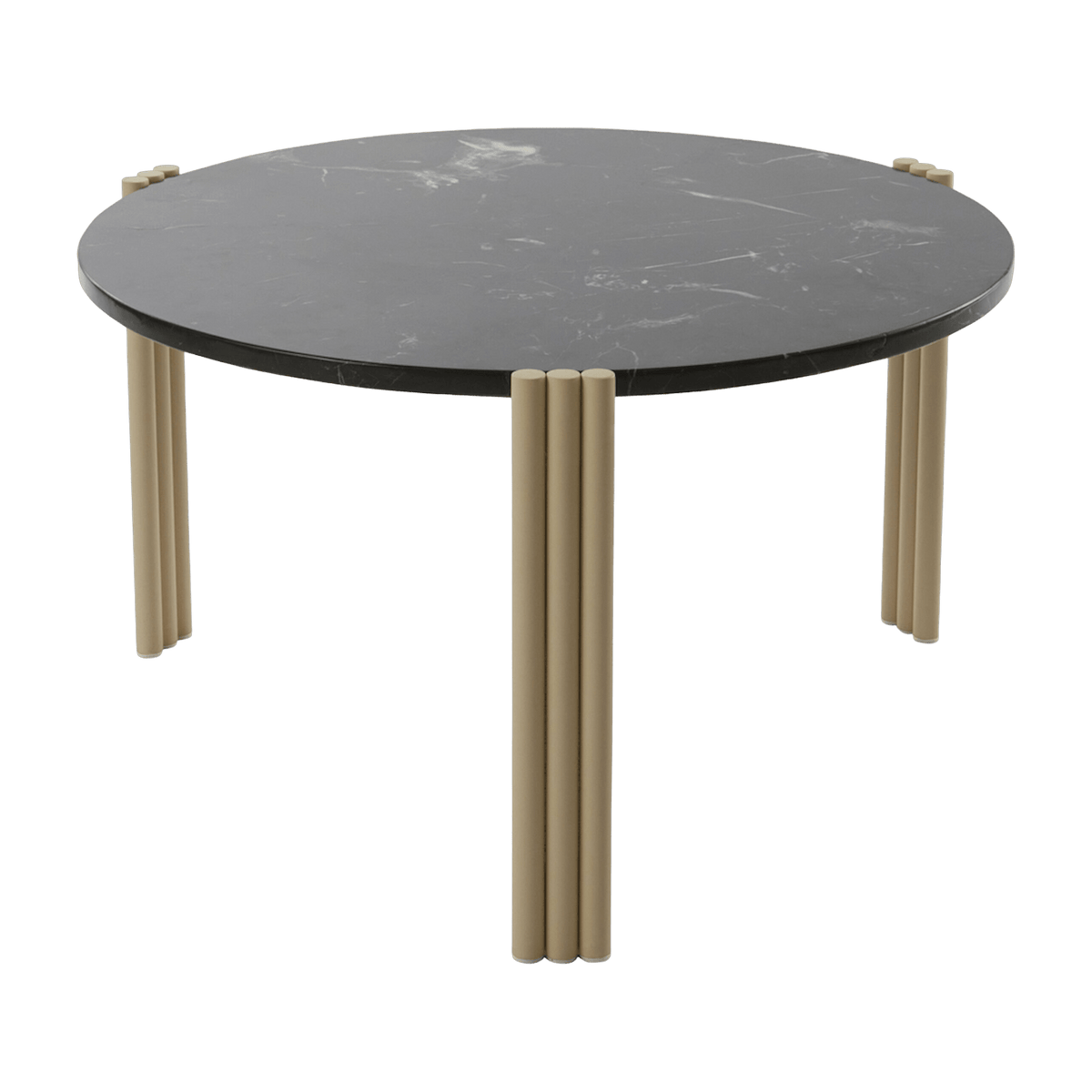 Table basse ronde en acier beige et marbre noir 45 x 80 cm Tribus - AYTM - The Cool Republic