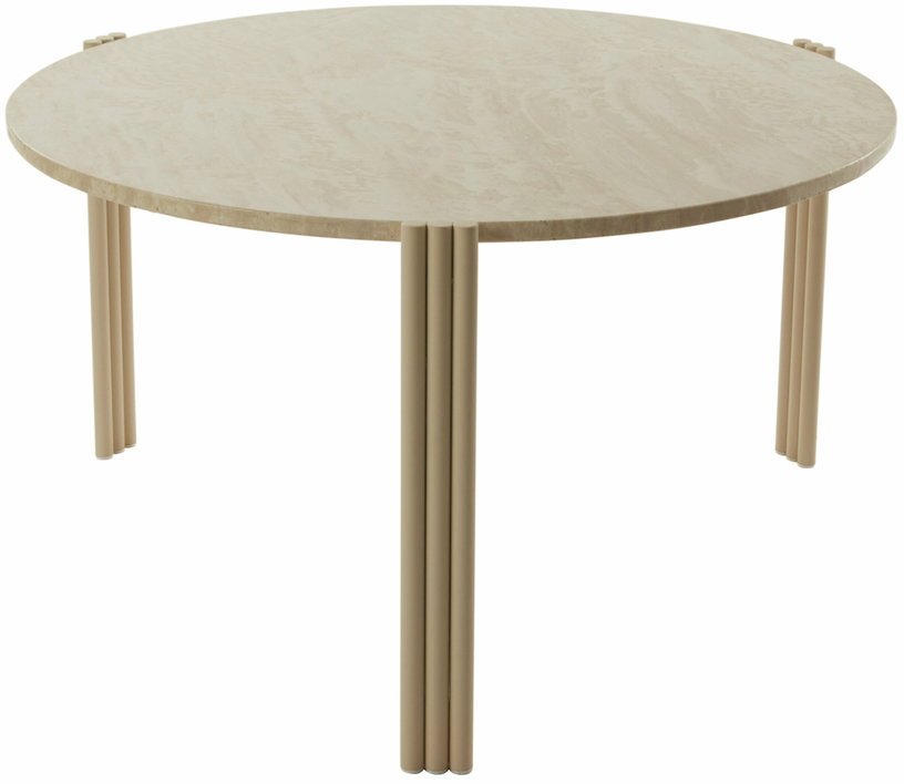 Table basse ronde en acier beige et travertin 35 x 60 cm Tribus - AYTM - The Cool Republic
