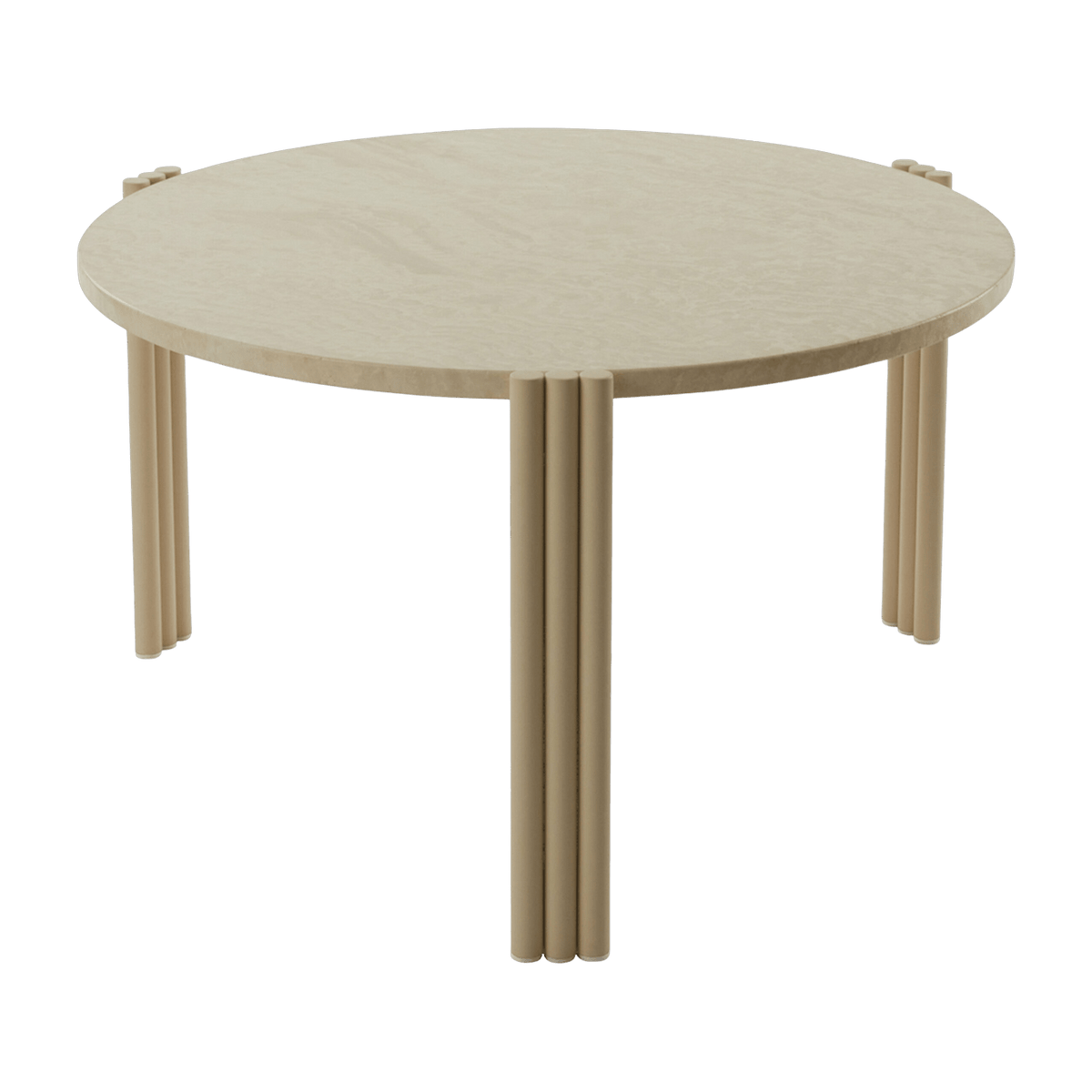 Table basse ronde en acier beige et travertin 35 x 60 cm Tribus - AYTM - The Cool Republic