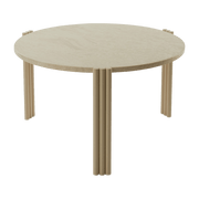 Table basse ronde en acier beige et travertin 35 x 60 cm Tribus - AYTM - The Cool Republic