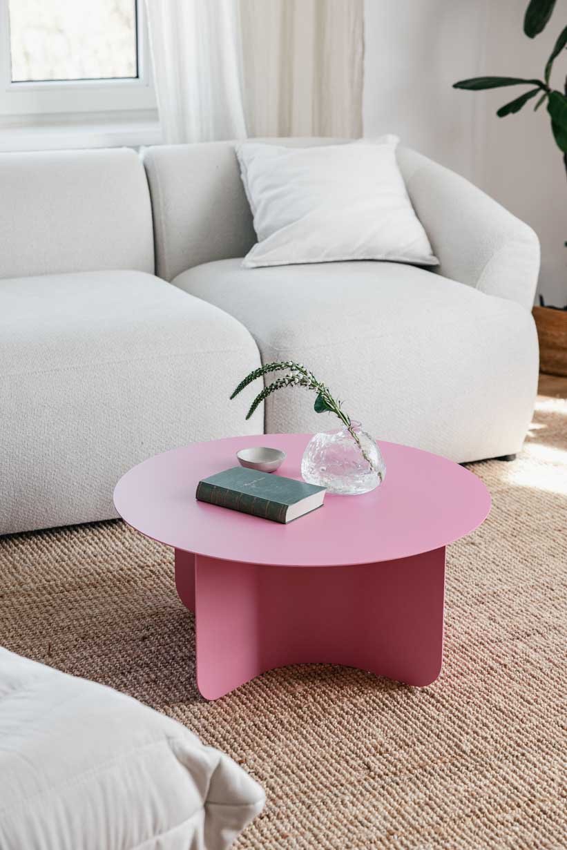 Table basse ronde en acier rose 65x30cm Miro - Metallbude - The Cool Republic