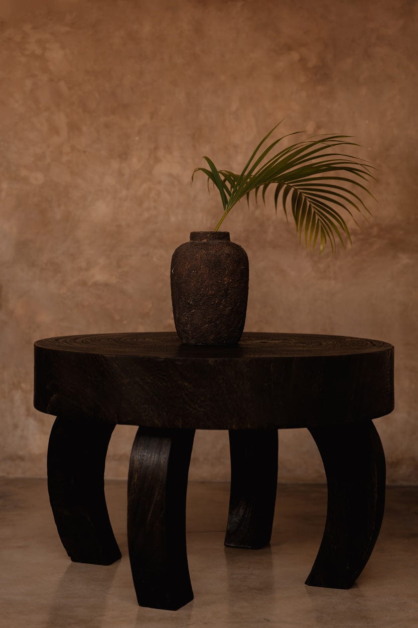 Table basse ronde en bois de manguier massif marron foncé 70x70x45cm Octo Chic - Bazar Bizar - The Cool Republic