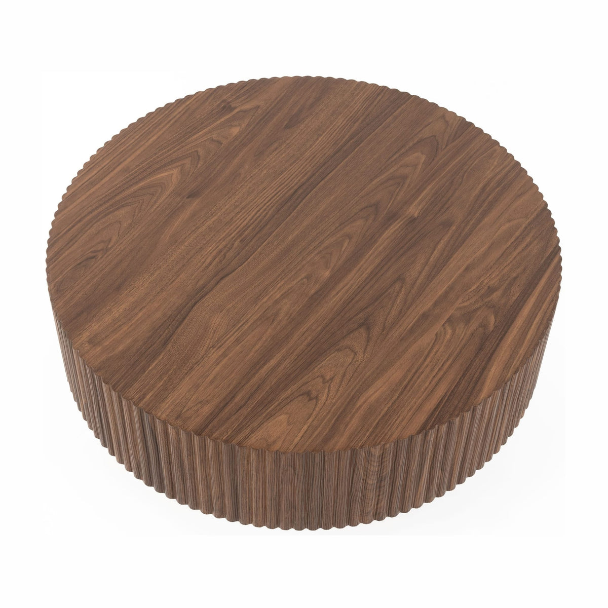 Table basse ronde en bois de noyer marron 80x80x35cm Elora - White Label Living — vue 4