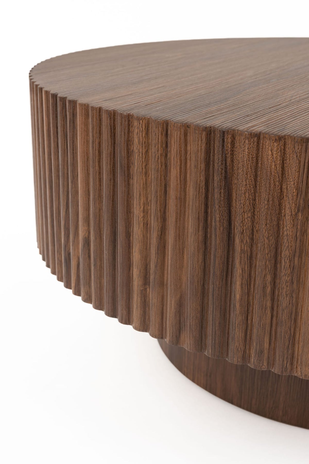 Table basse ronde en bois de noyer marron 80x80x35cm Elora - White Label Living — vue 5